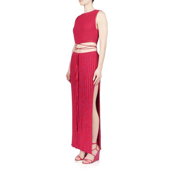 NEW CHRISTOPHER ESBER sleeveless knit tie crop in raspberry - Picture 2 of 3